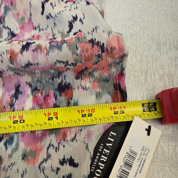 Liverpool Los Angeles Colorful Abstract Print Blouse Painted Floral Cottagecore - Picture 7 of 7